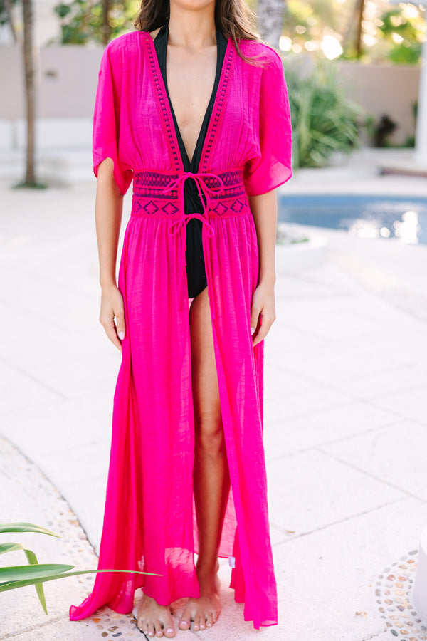 Leave It To Me Fuchsia Pink Cover-Up Kimono