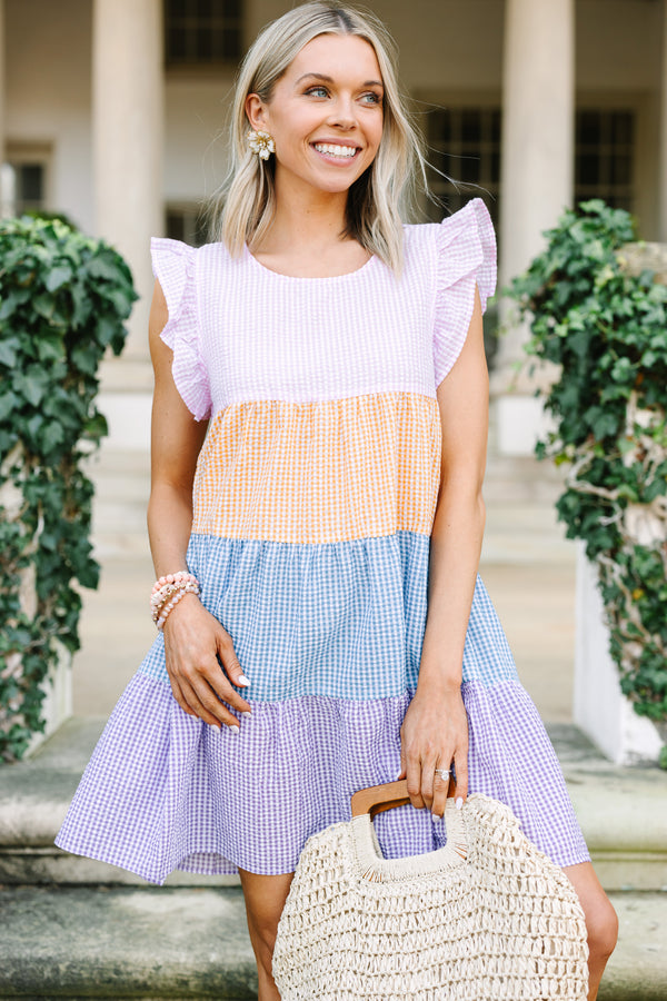 blue and pink gingham dress Courtney Navy and White Gingham Wrap Dress - Size L - Cotton Candy LA