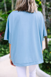 Easy For You Denim Blue Oversized Top