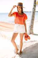Esme Cotton Gauze Top Coral main image 0