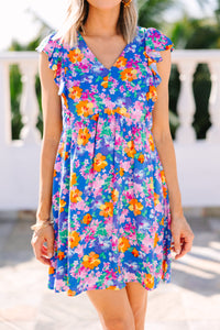 Just Like That Royal Blue Floral Dress