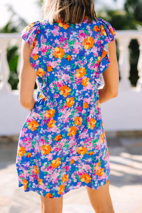 Just Like That Royal Blue Floral Dress