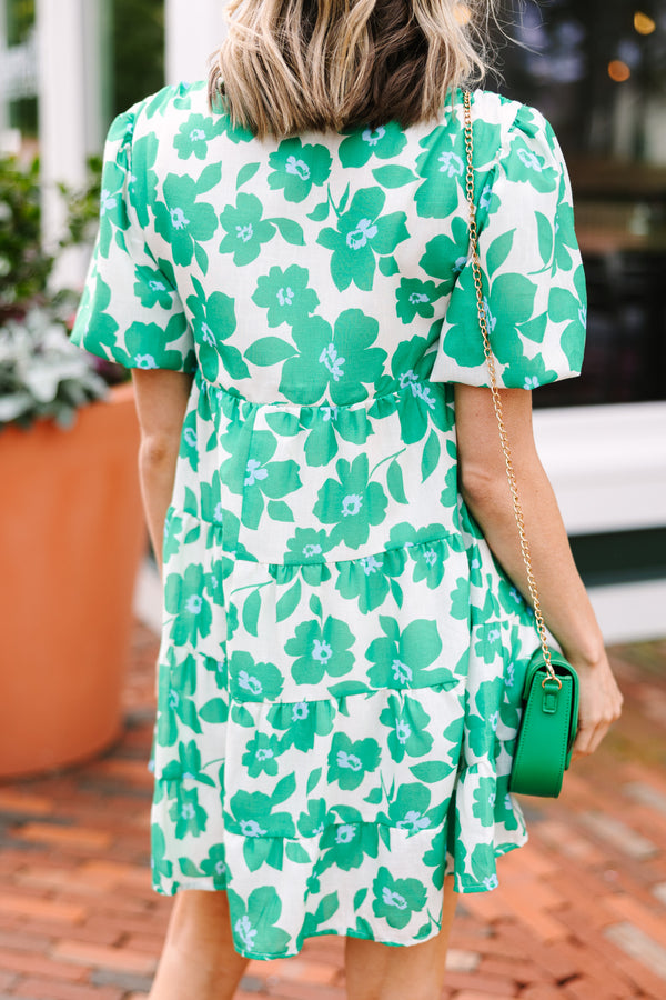 Kelly green shop floral dress