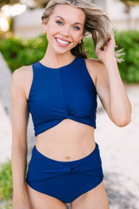 Get Active Navy Blue Knotted Bikini Top