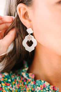 New You White Ornate Earrings