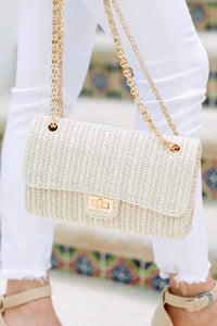 Island Breeze Natural White Straw Purse