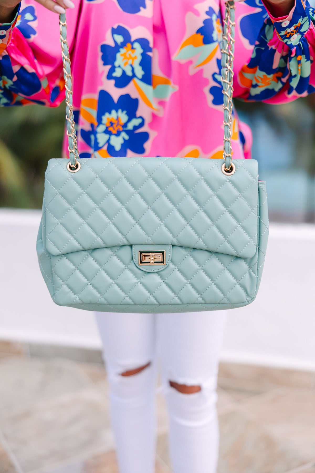 Sage hot Quilted Handbag