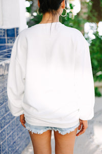 Summer White Varsity Corded Sweatshirt