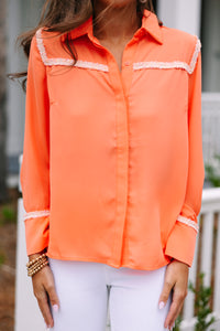 See You There Coral Orange Blouse