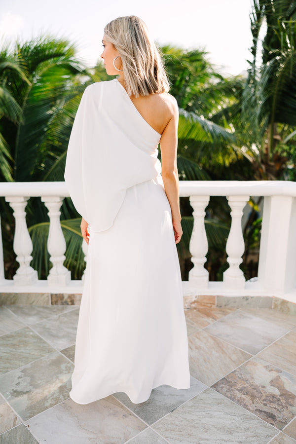 One shoulder maxi dress white Clearance