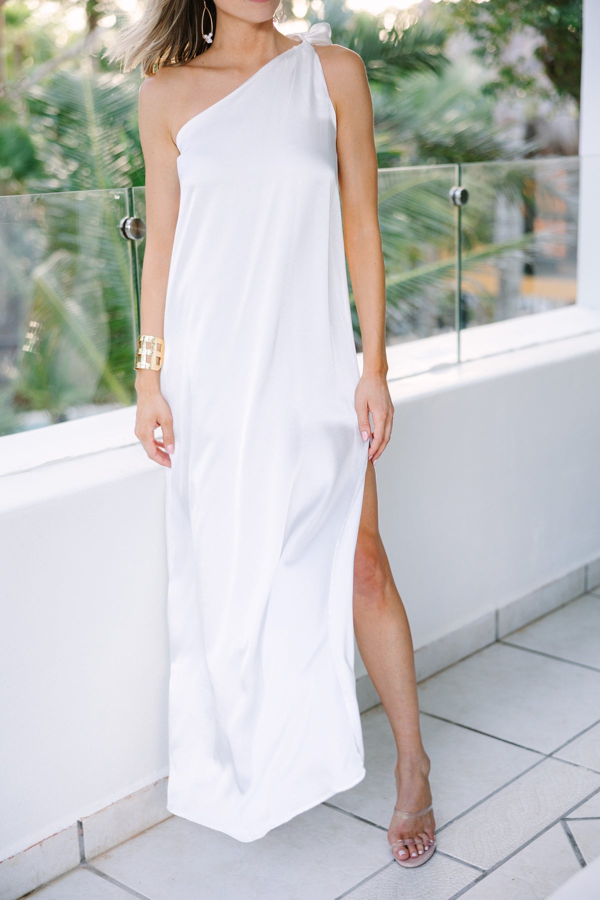 open lace back dress Born To Love White Satin One Shoulder Maxi Dress – Shop the Mint
