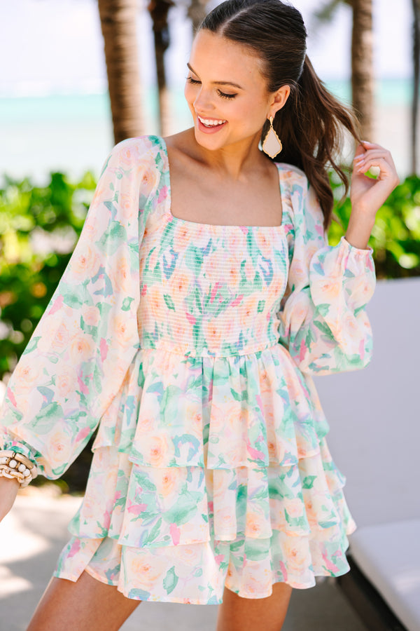 Buy Myself Flowers Green Floral Smocked Romper Buy Myself Flowers Green Floral Smocked Romper