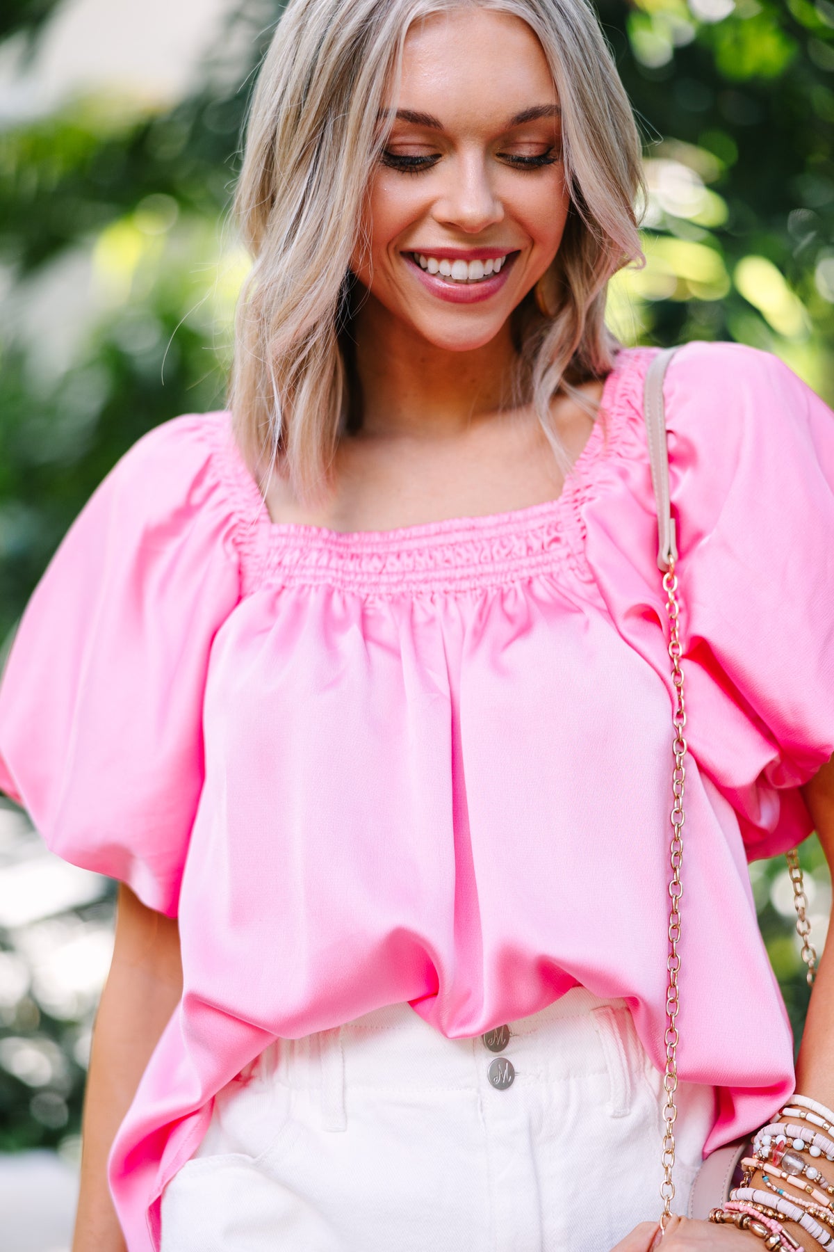 Pink Long Satin Blouse