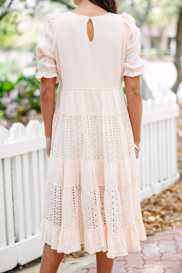 white midi dress womens Making Moves Cream White Eyelet Midi Dress – Shop the Mint