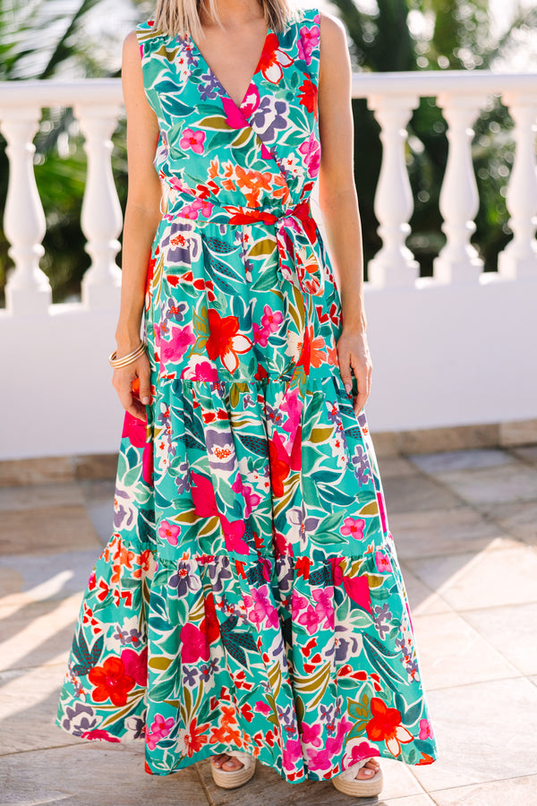 Give Your All Green Floral Maxi Dress