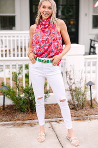 Tell Your Story Fuchsia Pink Ditsy Floral Tank