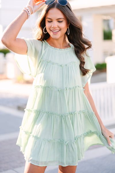 Where It All Begins Melon Green Babydoll Dress – Shop the Mint