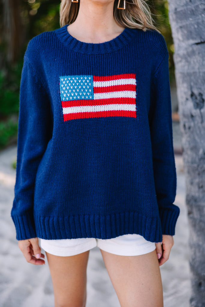 A True Patriot Navy American Flag Sweater – Shop the Mint