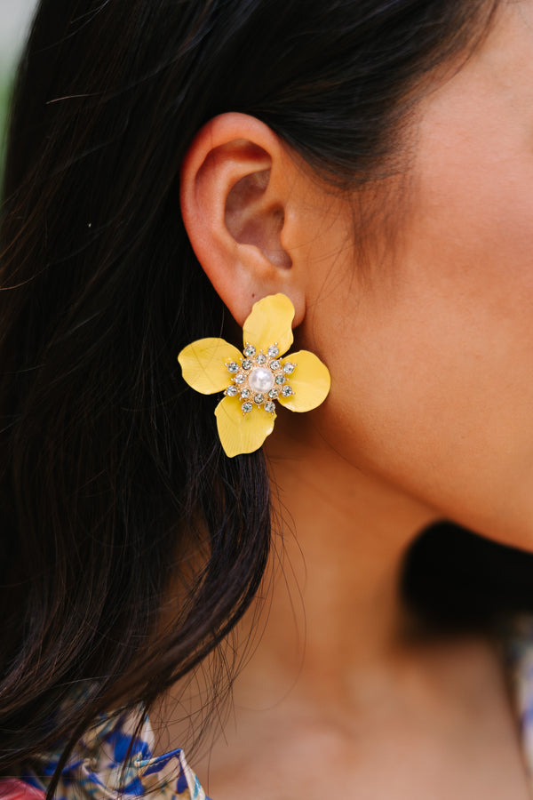 Do Your Part Yellow Flower Earrings