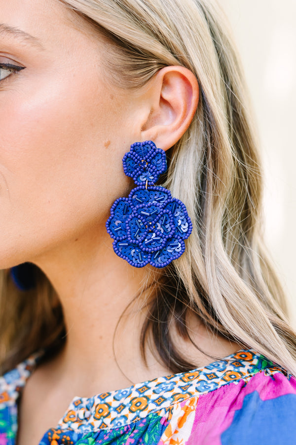 Blooming Beauties Royal Blue Floral Earrings