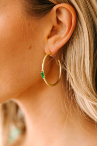 It's Your Story Gold with Melon Green Crystal Hoop Earrings