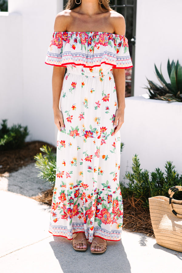 Listen To Your Heart Ivory White Floral Maxi Dress