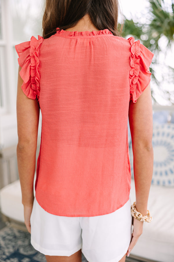 More Than You Know Coral Orange Ruffled Tank