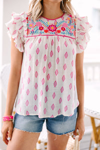 Looking Your Way Fuchsia Pink Floral Top