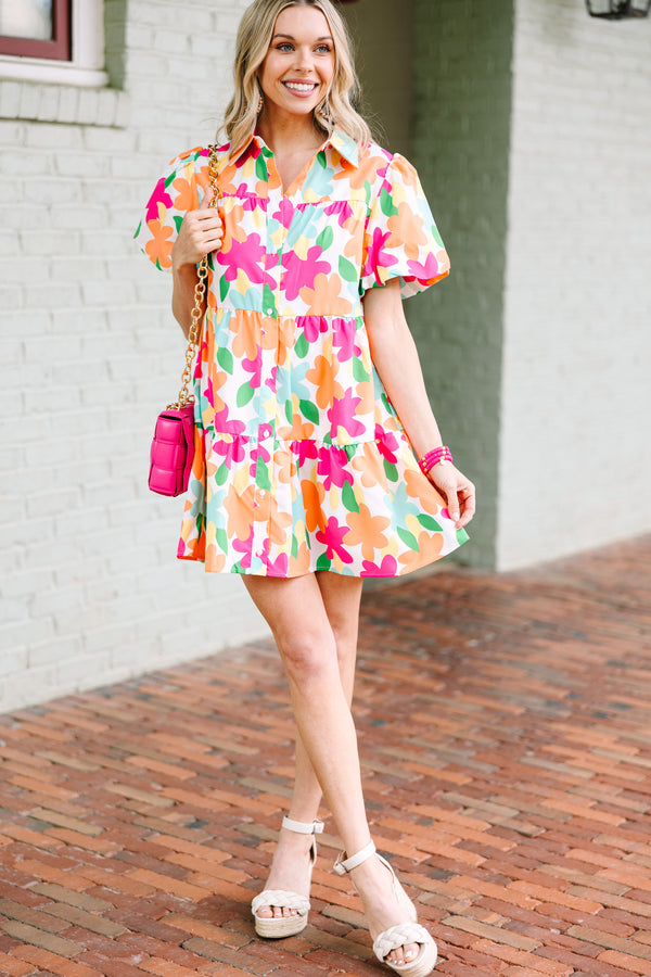 Play It Up Pink Floral Babydoll Dress