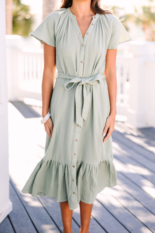 This Is The Day Mint Green Gauze Midi Dress