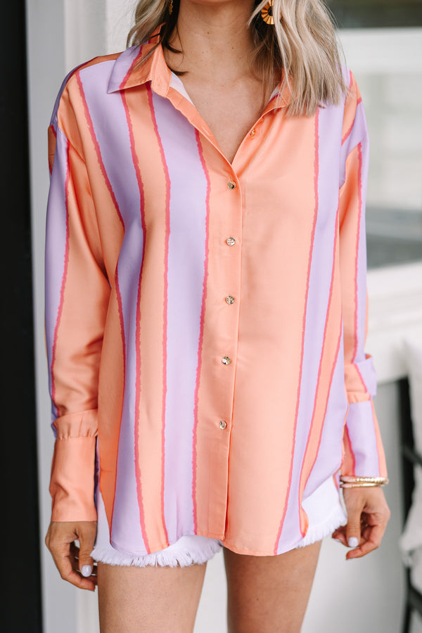 In Your Heart Peach Orange Striped Blouse