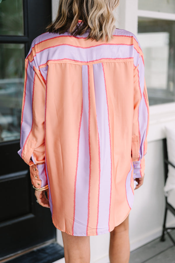In Your Heart Peach Orange Striped Blouse