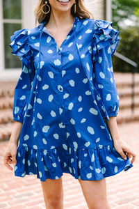 Protect Your Heart Navy Blue Spotted Dress
