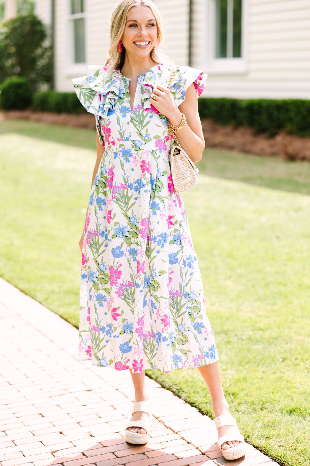Feeling So Sweet White Floral Midi Dress – Shop the Mint