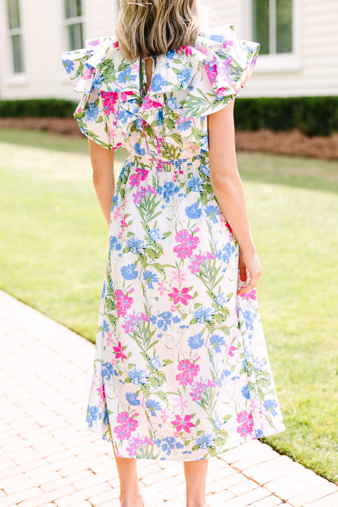 Feeling So Sweet White Floral Midi Dress – Shop the Mint