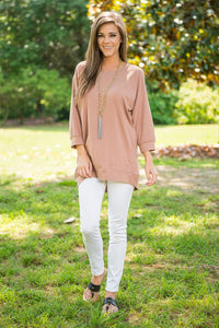 Slouchy Dolman Taupe Brown Tunic