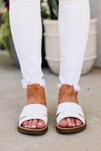 trendy white sandals