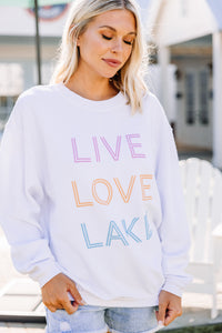 graphic white ribbed sweatshirt