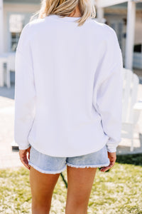 graphic white ribbed sweatshirt