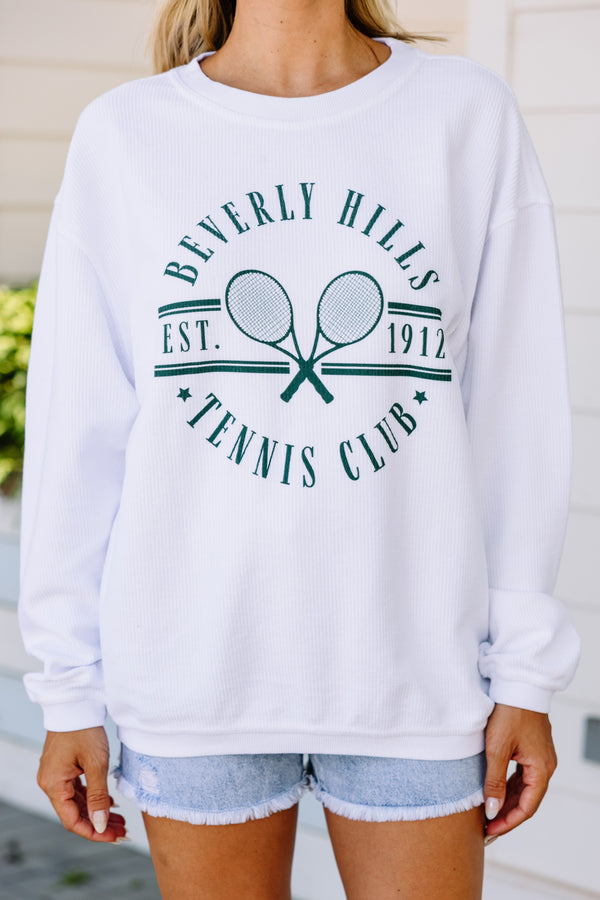 Preppy White Graphic Corded Sweatshirt - Boutique Graphic Sweatshirts –  Shop the Mint