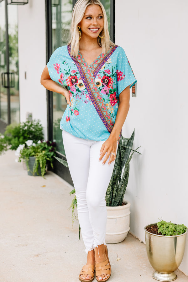 colorful mixed print blouse