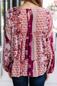 Must Have Rosewood Pink Mixed Print Top