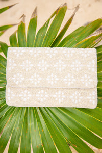 Pull It All Together White Beaded Clutch/Purse