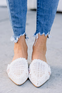 woven white mules