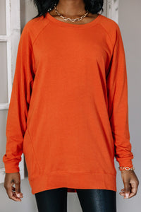 Slouchy Dolman Rust Orange Long Sleeve Tunic