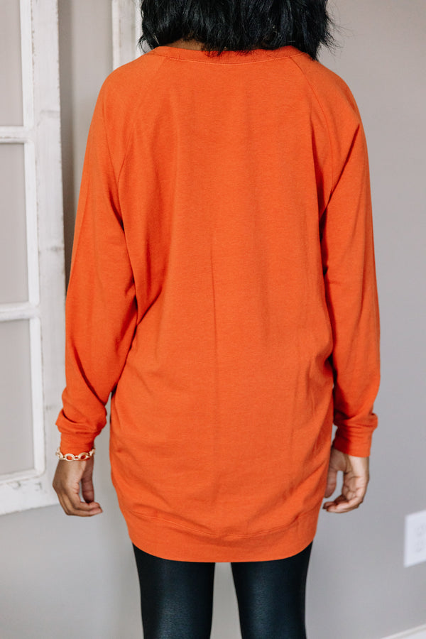 Slouchy Dolman Rust Orange Long Sleeve Tunic