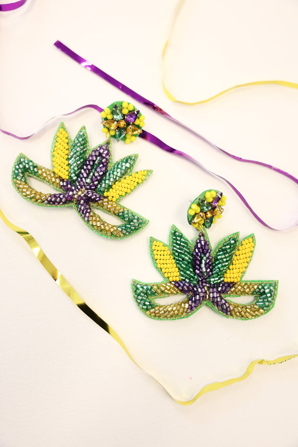 Treasure Jewels: Parade Mask Green and Purple Earrings