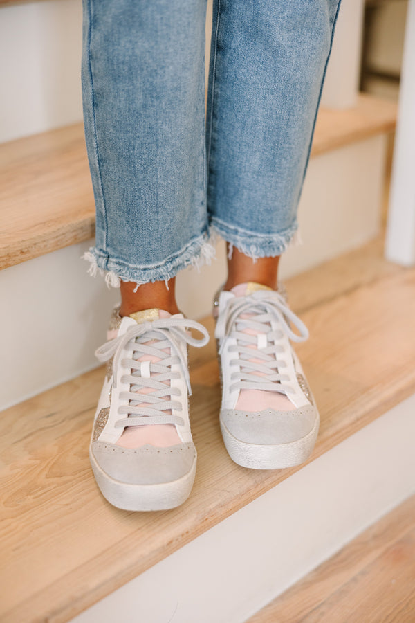 Be Your Best Light Gold Glittery Sneakers