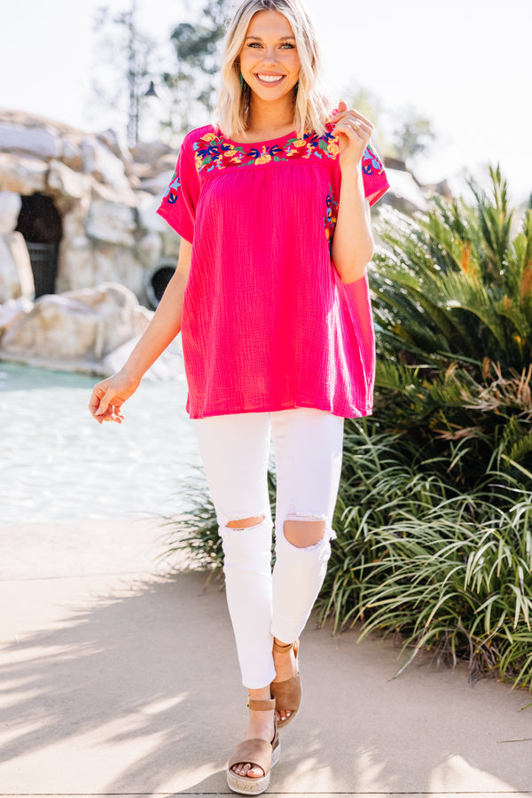 vibrant embroidered top