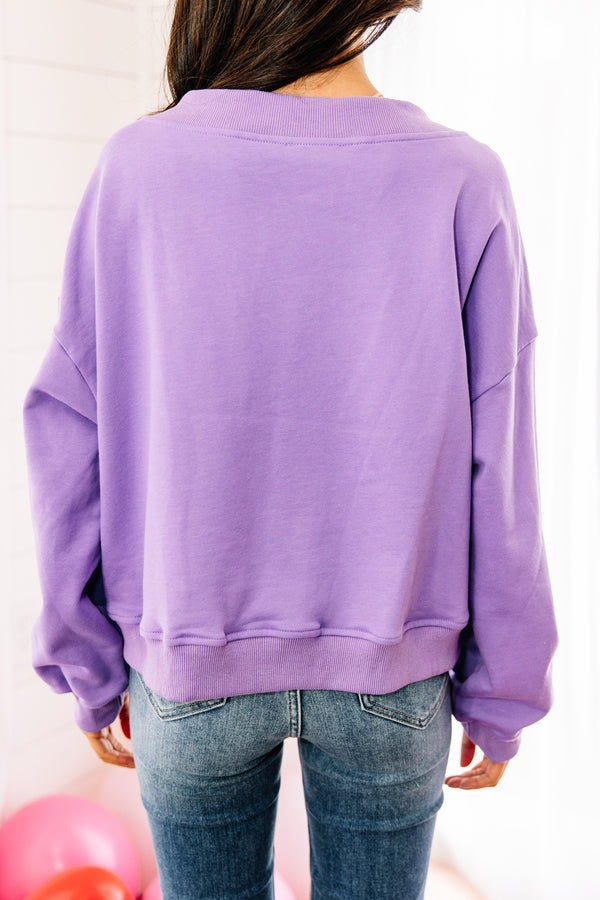 purple cropped pullover